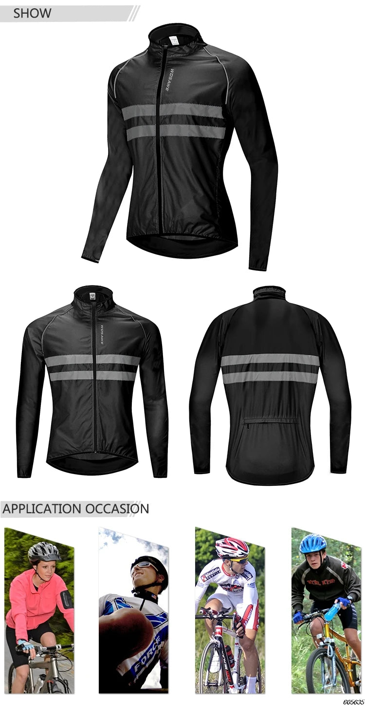 Jaqueta de Ciclismo Masculina WOSAWE, Windbreaker, Manga Longa, MTB, Resistente à Água, Jaqueta de Bicicleta, Roupa Esportiva