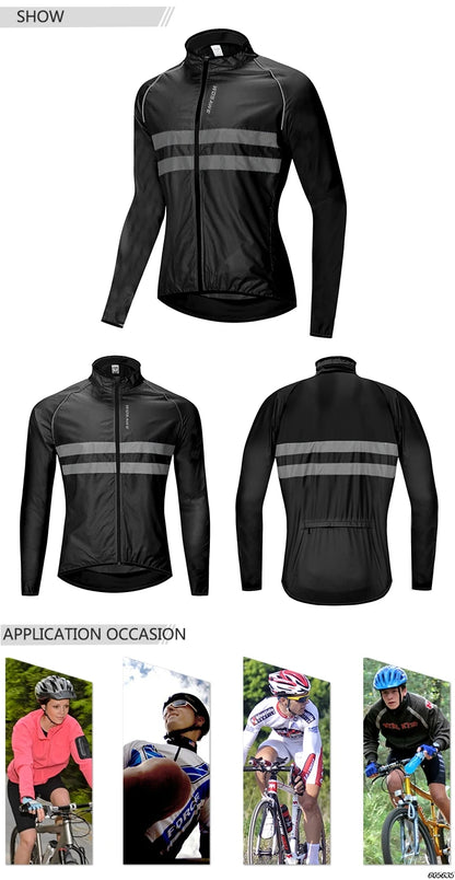 Jaqueta de Ciclismo Masculina WOSAWE, Windbreaker, Manga Longa, MTB, Resistente à Água, Jaqueta de Bicicleta, Roupa Esportiva