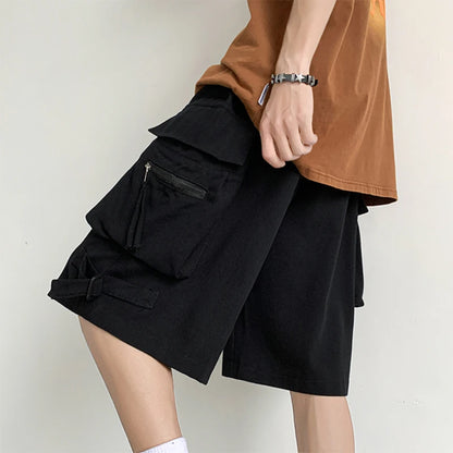 Shorts Cargo Masculino High Street, Diário, Com Vários Bolsos, Comprimento até o Joelho, Estilo Jovem e Popular, Moda Americana para Adolescentes