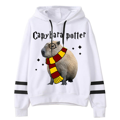 Capybara Potter Hoodies para Mulheres, Manga Longa, Casuais, Esportivos, Harajuku, Suéteres Vintage com Estampa de Capivara para Primavera