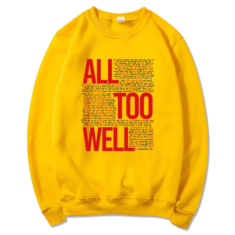 Moletom Vintage All Too Well Eras Tour Midnight Hoodie Inspirado em Lover Karma Música Crewneck para Fãs