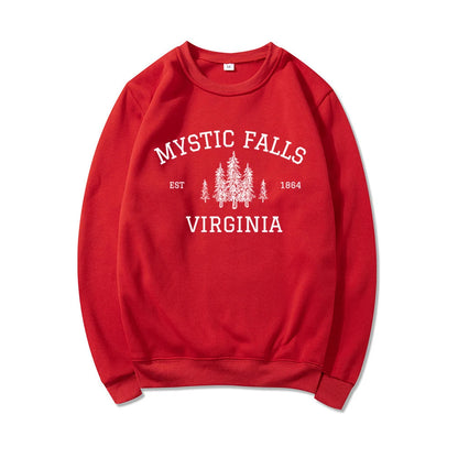 Moletom Unisex Mystic Falls Virginia - Sweatshirt Fan de Vampire, Estilo Salvatore Brothers, Manga Longa, Casual e Confortável