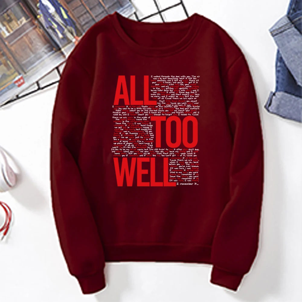 Moletom Vintage All Too Well Eras Tour Midnight Hoodie Inspirado em Lover Karma Música Crewneck para Fãs