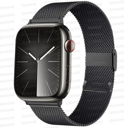 Pulseira Milanese Loop para Apple Watch - Compatível com Ultra 2, Series 10, 9, 8, 7, 6, 5 SE - Bandas de 49mm a 40mm