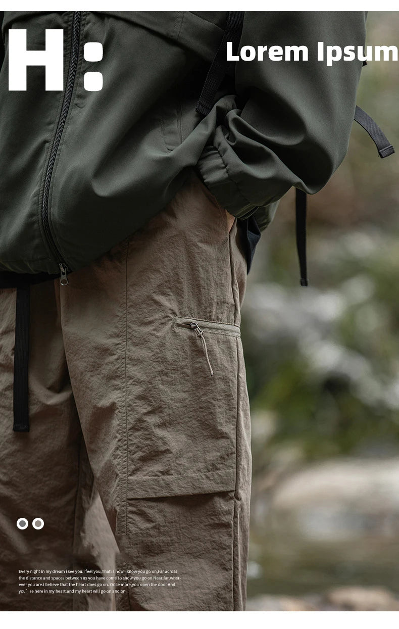 Calça Cargo Masculina TFETTERS à Prova D'Água para Atividades ao Ar Livre – Camping e Lazer, Nylon, Primavera/Verão 2024