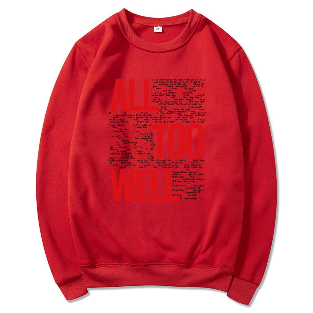 Moletom Vintage All Too Well Eras Tour Midnight Hoodie Inspirado em Lover Karma Música Crewneck para Fãs