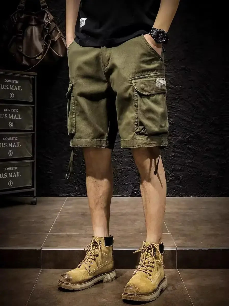 Bermudas Masculinas Cargo, Estilo Baggy, Tamanho Largo, Shorts Pretos, Modelos Soltos, Harajuku, Novidade em Moda Masculina