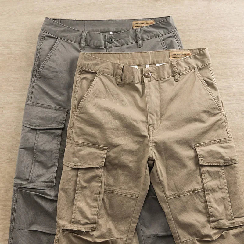 Calças Masculinas Cargo, Roupas de Trabalho Outono, Calças Khaki Masculinas em Nylon, Tamanho Grande, Design Fashion Emo Y2K, Calças Longas Baggy.