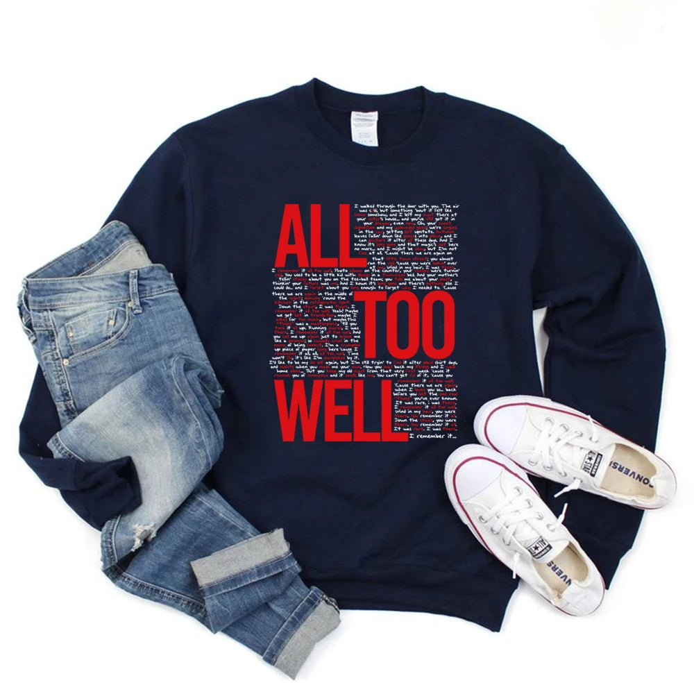 Moletom Vintage All Too Well Eras Tour Midnight Hoodie Inspirado em Lover Karma Música Crewneck para Fãs