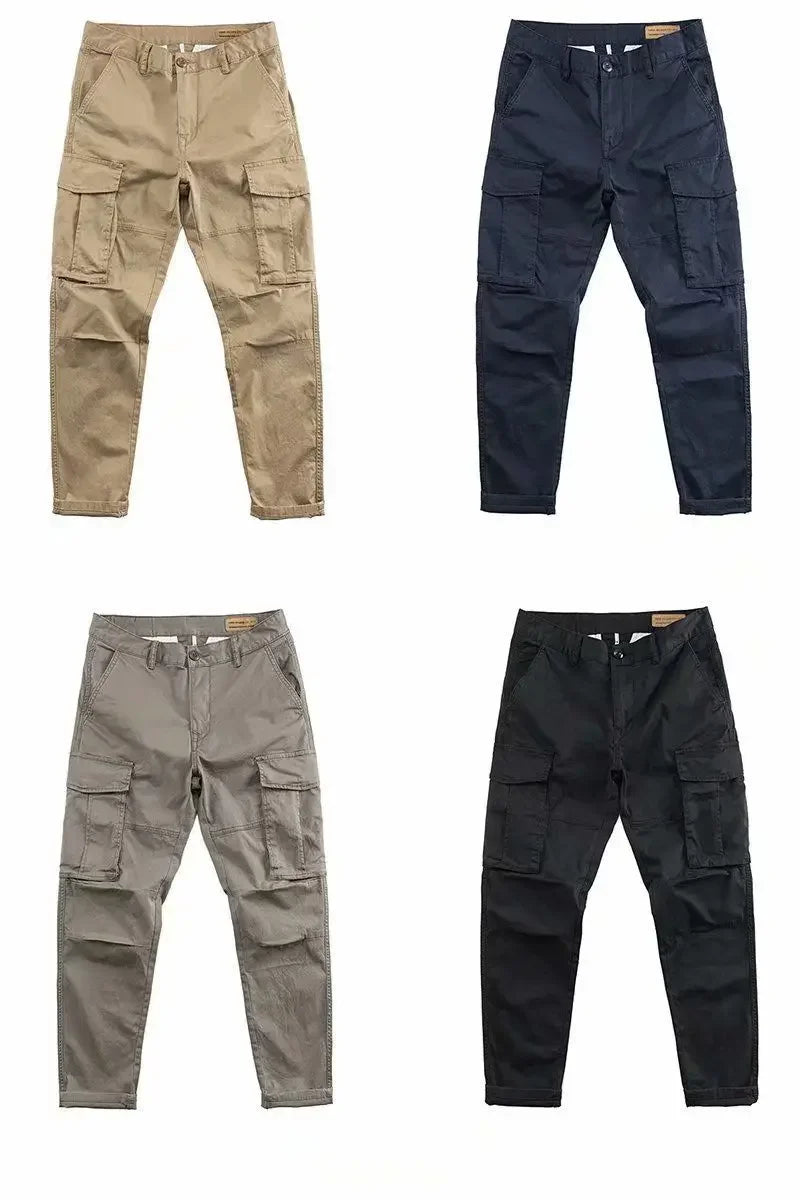 Calças Masculinas Cargo, Roupas de Trabalho Outono, Calças Khaki Masculinas em Nylon, Tamanho Grande, Design Fashion Emo Y2K, Calças Longas Baggy.