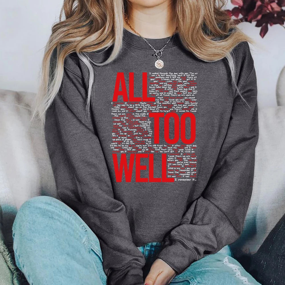 Moletom Vintage All Too Well Eras Tour Midnight Hoodie Inspirado em Lover Karma Música Crewneck para Fãs