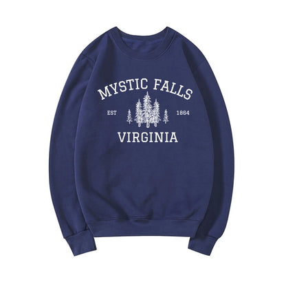 Moletom Unisex Mystic Falls Virginia - Sweatshirt Fan de Vampire, Estilo Salvatore Brothers, Manga Longa, Casual e Confortável