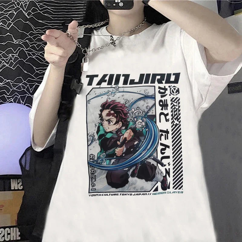 Camiseta Estilo Kawaii Hunter para Meninos e Meninas, T-shirt Killua, Gola Careca, Modelagem Confortável, Camiseta Anime Oversized Manga Curta