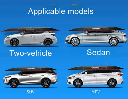 Capa de Carro Automática e Semi-Automática, Carport Móvel com Sombrinha Solar e Protetor Solar.
