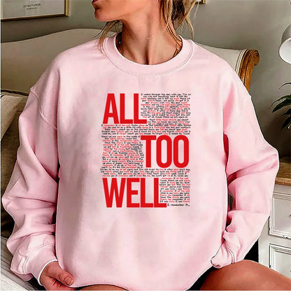 Moletom Vintage All Too Well Eras Tour Midnight Hoodie Inspirado em Lover Karma Música Crewneck para Fãs