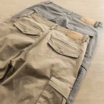 Calças Masculinas Cargo, Roupas de Trabalho Outono, Calças Khaki Masculinas em Nylon, Tamanho Grande, Design Fashion Emo Y2K, Calças Longas Baggy.