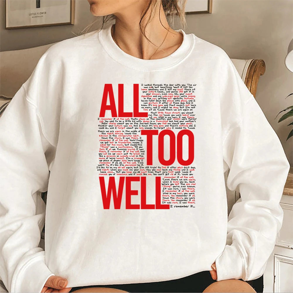 Moletom Vintage All Too Well Eras Tour Midnight Hoodie Inspirado em Lover Karma Música Crewneck para Fãs