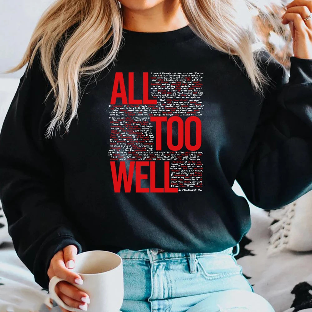 Moletom Vintage All Too Well Eras Tour Midnight Hoodie Inspirado em Lover Karma Música Crewneck para Fãs