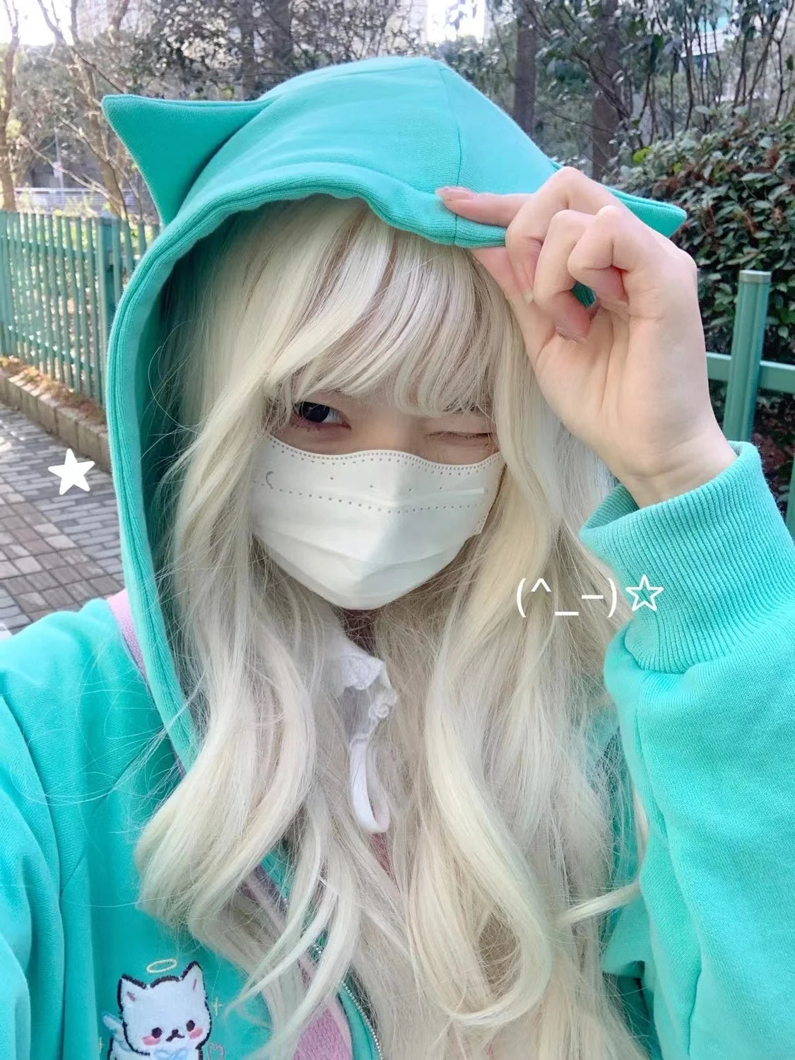 HOUZHOU Harajuku Kawaii Estilo Y2k Moletins Mulheres 2023 Estilo Japonês Com Orelhas de Gato Zíper Oversized Sweatshirts Jaqueta com Capô